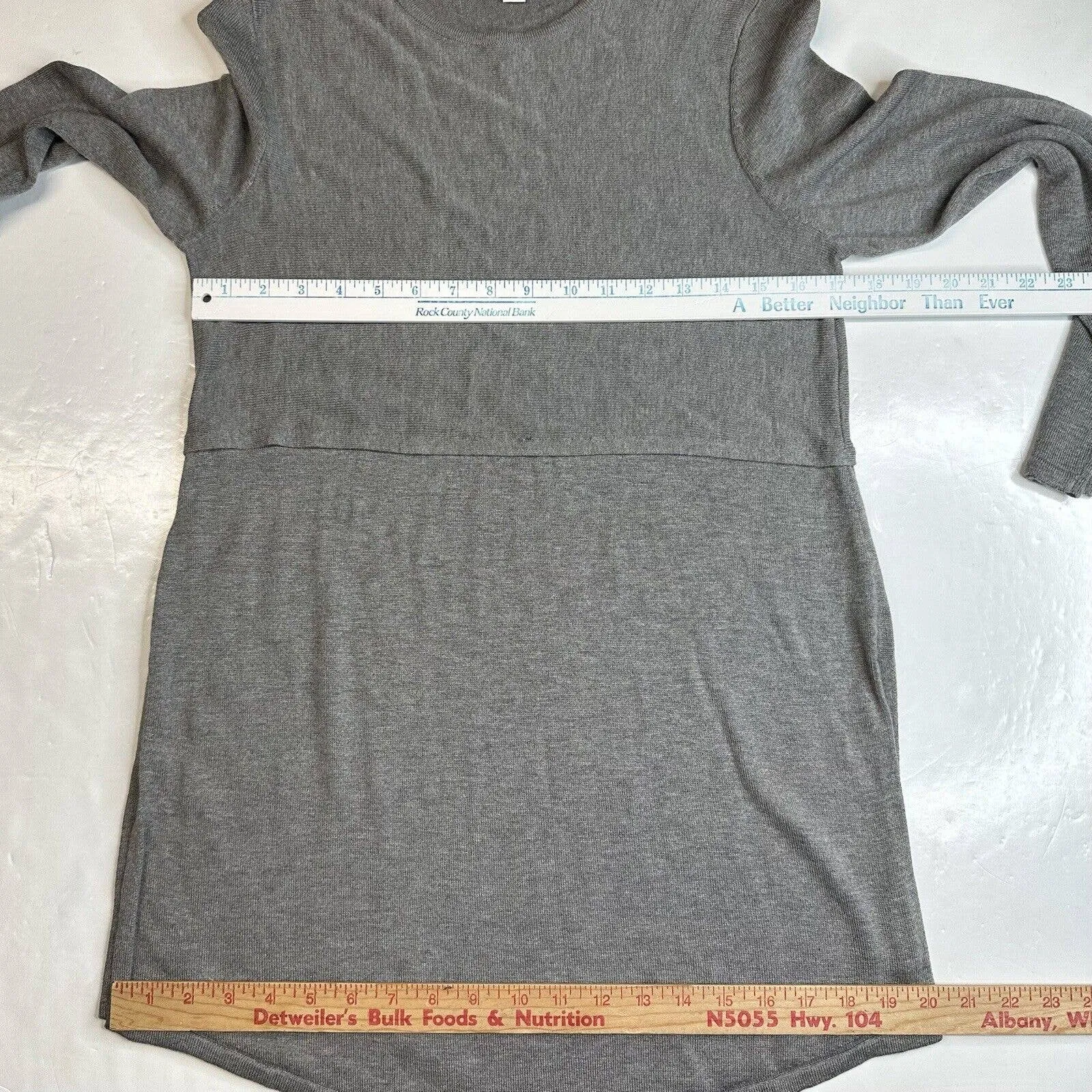 J.Jill Tunic Sweater Womens Medium Gray Long Knit Top Wool Blend Side Slits