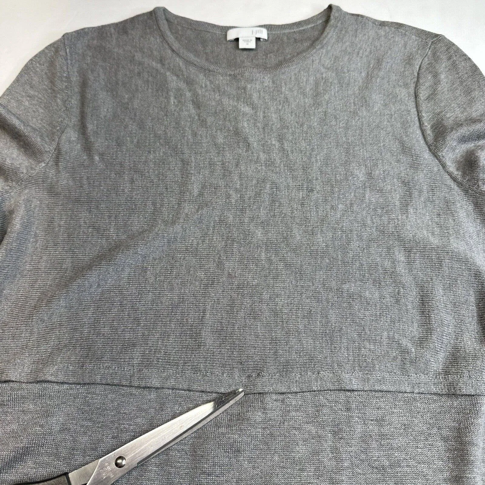 J.Jill Tunic Sweater Womens Medium Gray Long Knit Top Wool Blend Side Slits