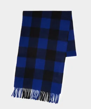 Joshua Ellis Cobalt Blue Buffalo Check Scarf