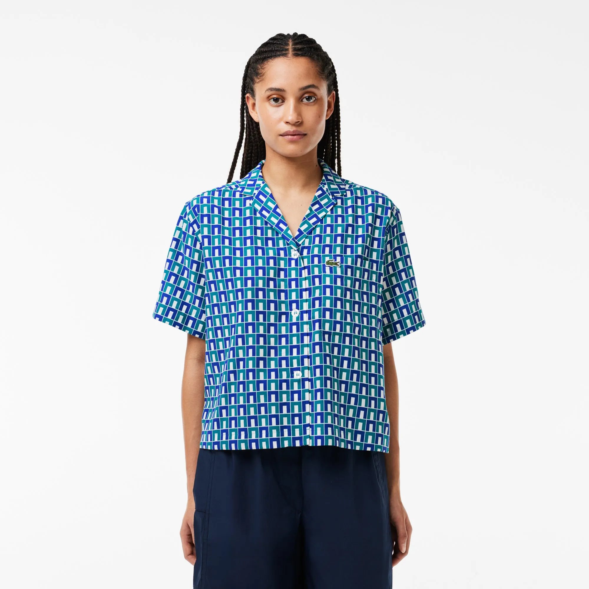Lacoste Women's Oversized Shirt With Monogram Print