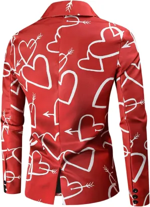 LCMTWX Mens Blazers Men's Fashion Coat Casual Pocket Button Suit Jacket Buckle Loved Printed Silk Pajama Suit Men