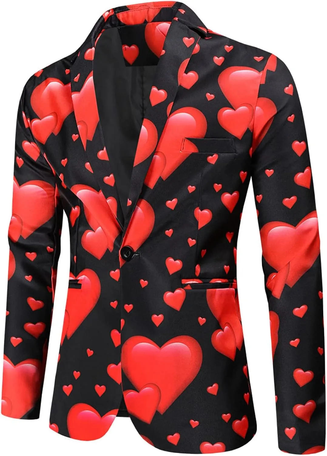 LCMTWX Mens Blazers Men's Fashion Coat Casual Pocket Button Suit Jacket Buckle Loved Printed Silk Pajama Suit Men