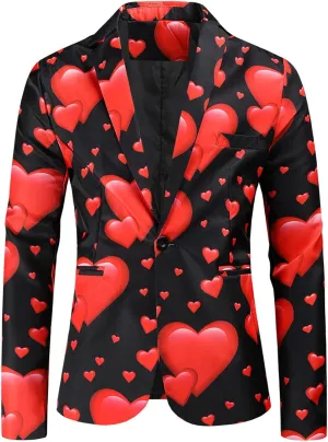 LCMTWX Mens Blazers Men's Fashion Coat Casual Pocket Button Suit Jacket Buckle Loved Printed Silk Pajama Suit Men