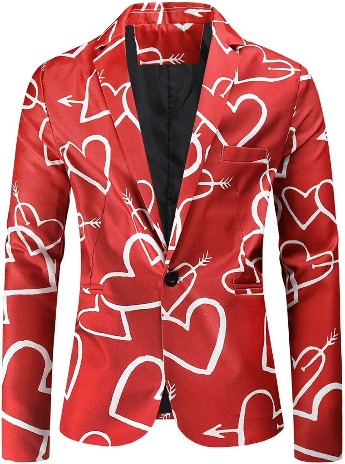LCMTWX Mens Blazers Men's Fashion Coat Casual Pocket Button Suit Jacket Buckle Loved Printed Silk Pajama Suit Men