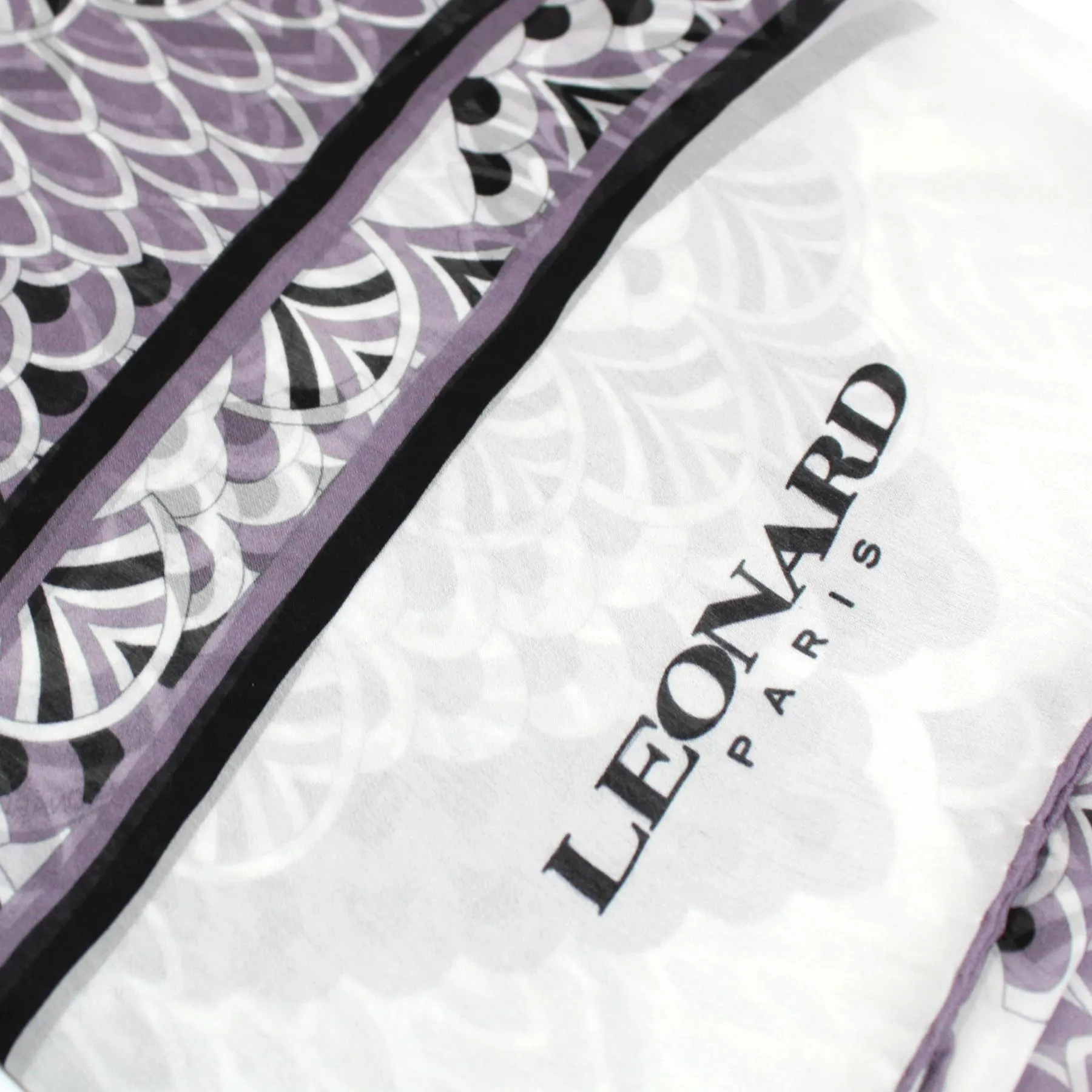Leonard Paris Scarf Black White Design - Chiffon Silk Shawl FINAL SALE