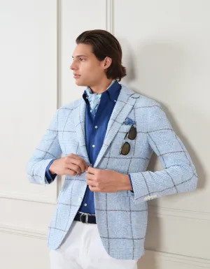 LINEN BLEND GLEN PLAID/ WINDOWPANE BLAZER
