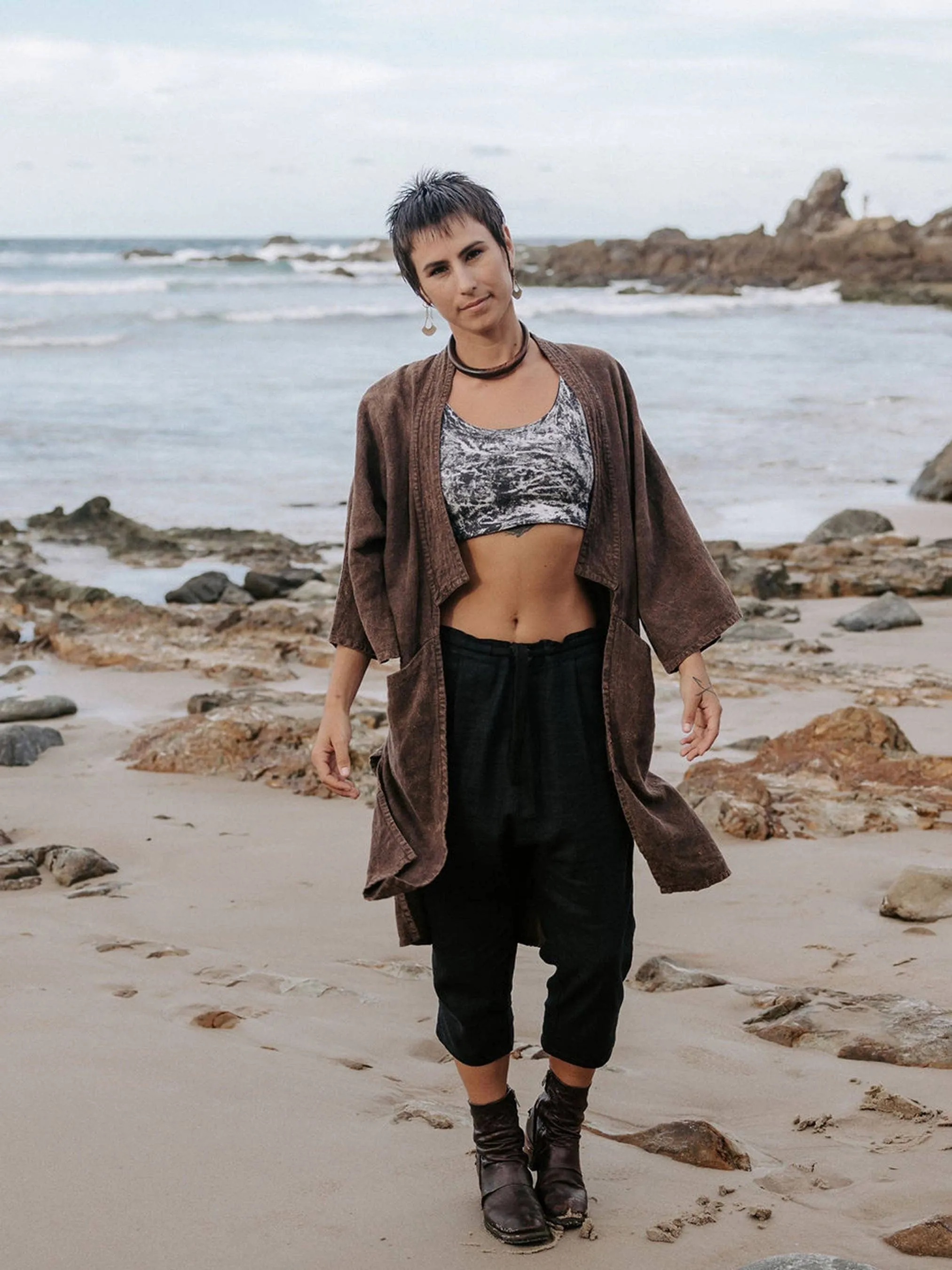 Linen Duster: Black