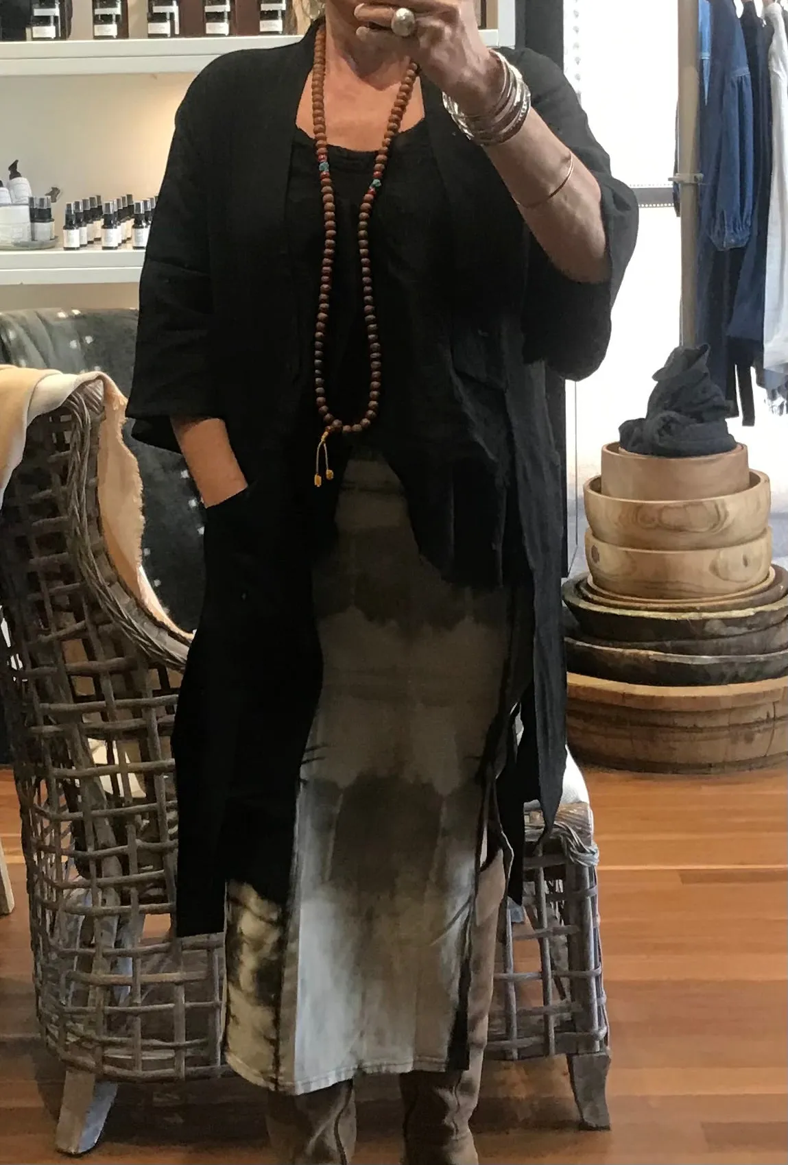 Linen Duster: Black
