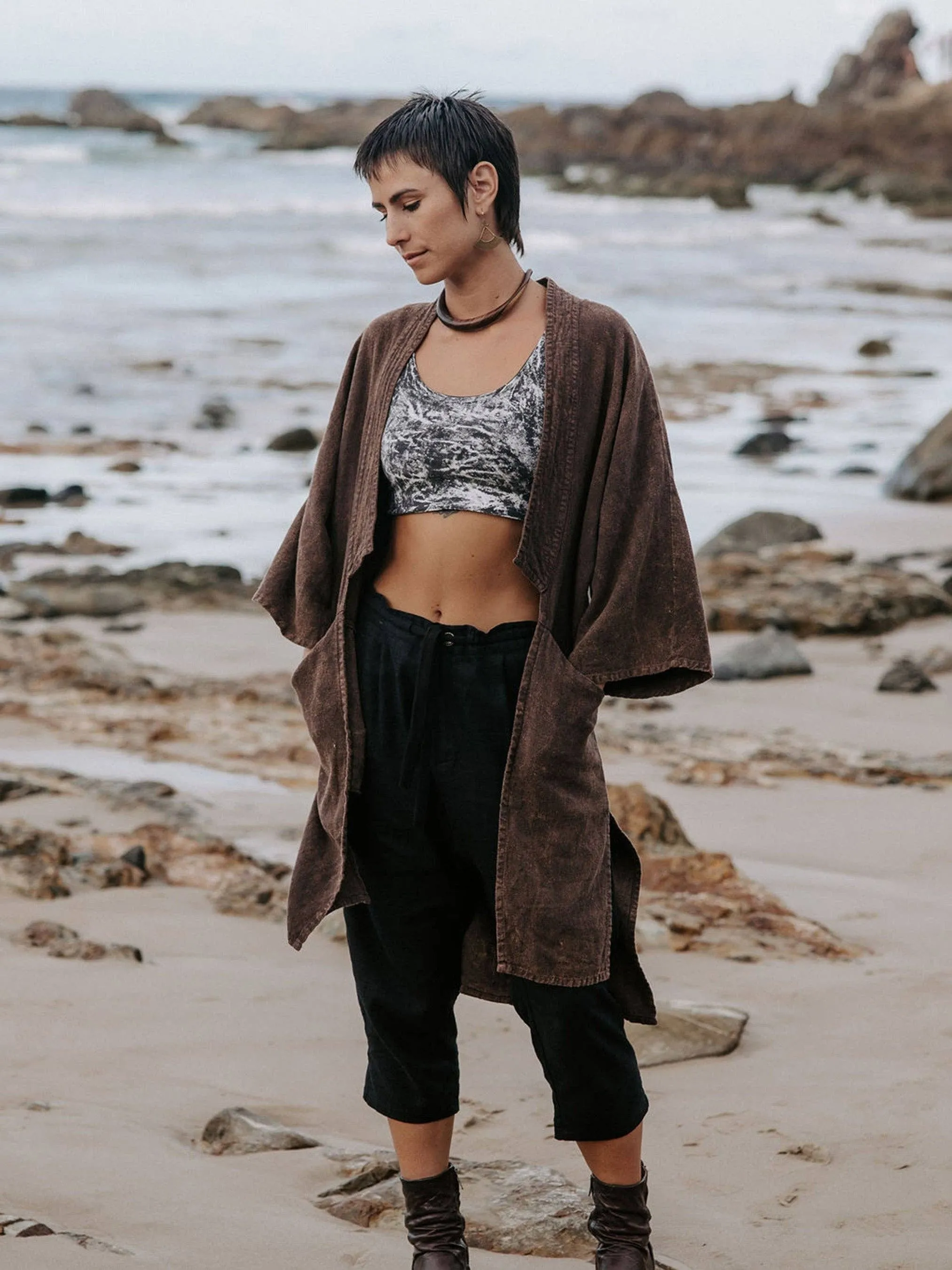 Linen Duster: Black