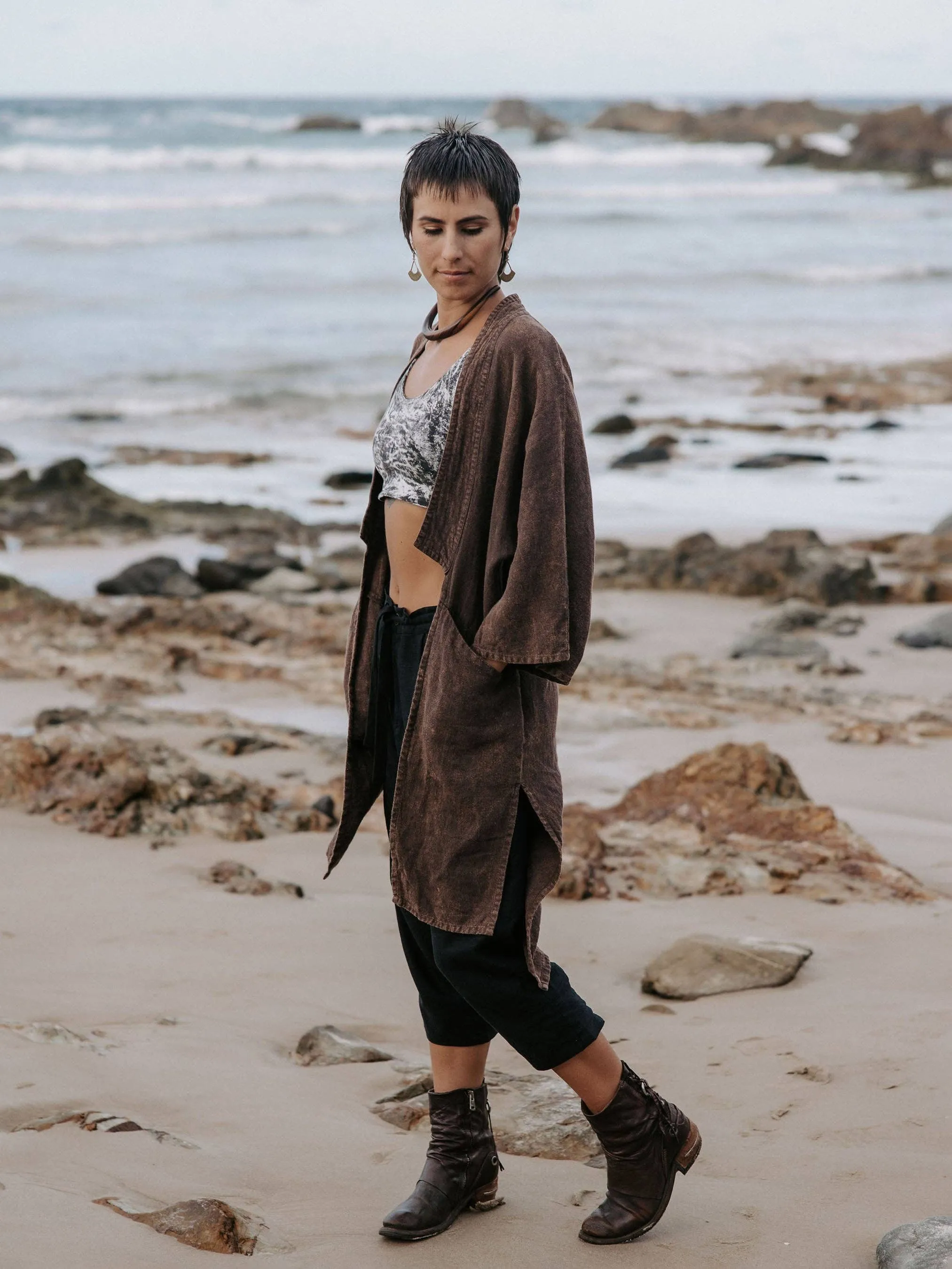 Linen Duster: Black