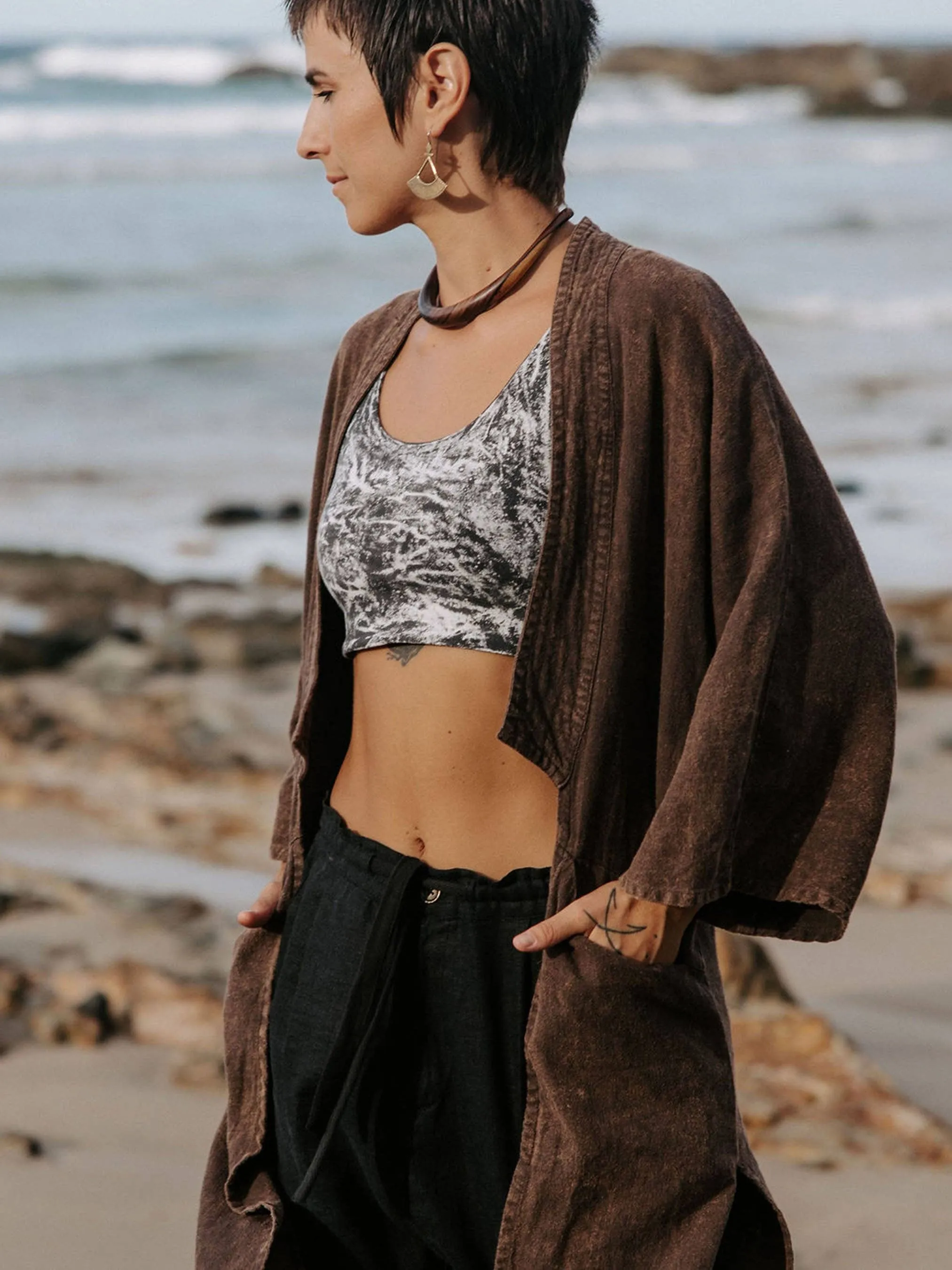 Linen Duster: Black