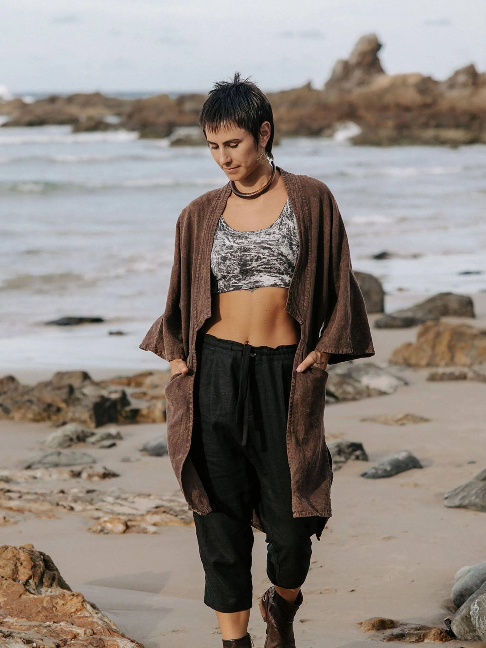 Linen Duster: Black