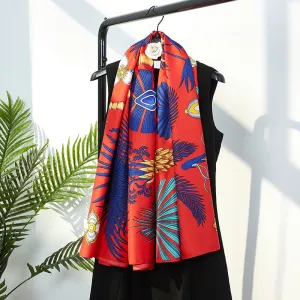 Luxury Twill Silk Shawls and Wraps Big Hijab Scarf For Women Fashion Print Head Scarfs Female 130*130cm Neck Scarves For Ladies