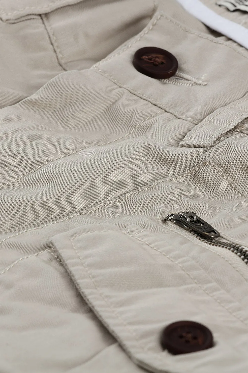 Mens Beige Cuff Jogger Cargo Pants