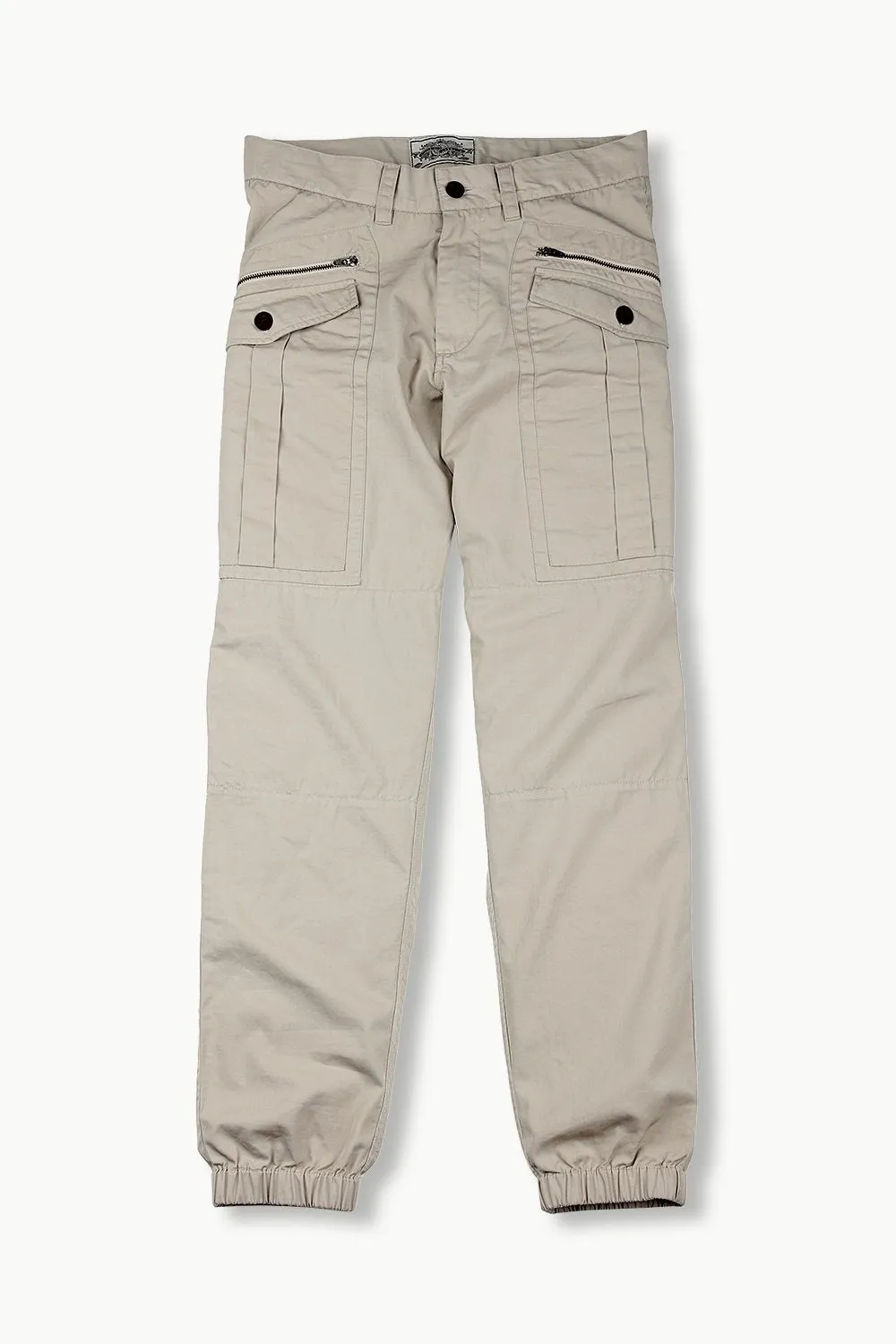 Mens Beige Cuff Jogger Cargo Pants