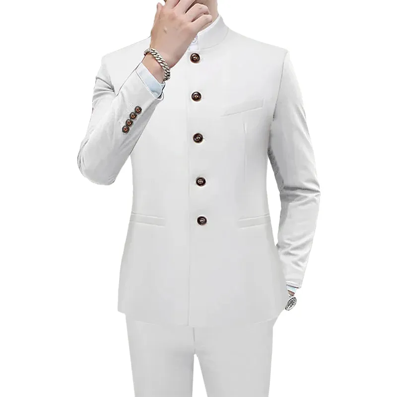 Men's Business Casual Stand Collar Single Breasted Blazer 250199990