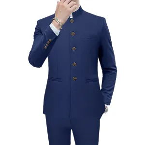 Men's Business Casual Stand Collar Single Breasted Blazer 250199990