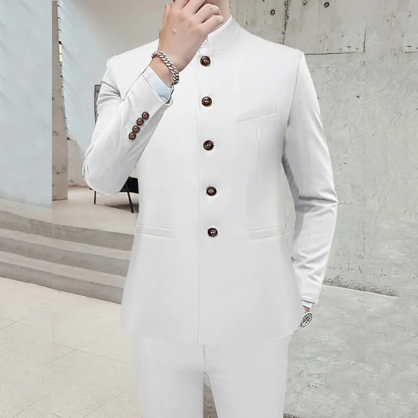 Men's Business Casual Stand Collar Single Breasted Blazer 250199990
