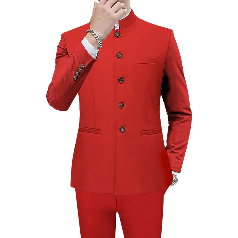 Men's Business Casual Stand Collar Single Breasted Blazer 250199990