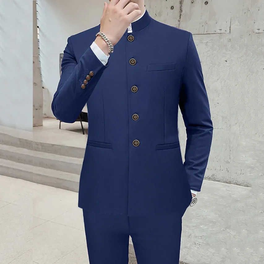Men's Business Casual Stand Collar Single Breasted Blazer 250199990