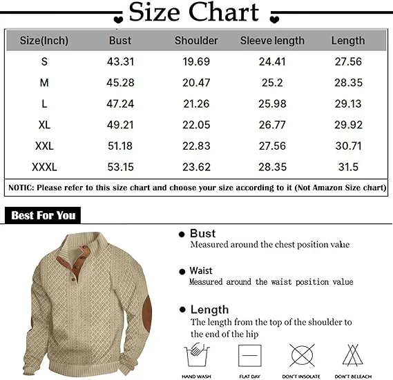 Men's Casual Stand-Up Collar Jacquard Knit Pullover Sweatshirt