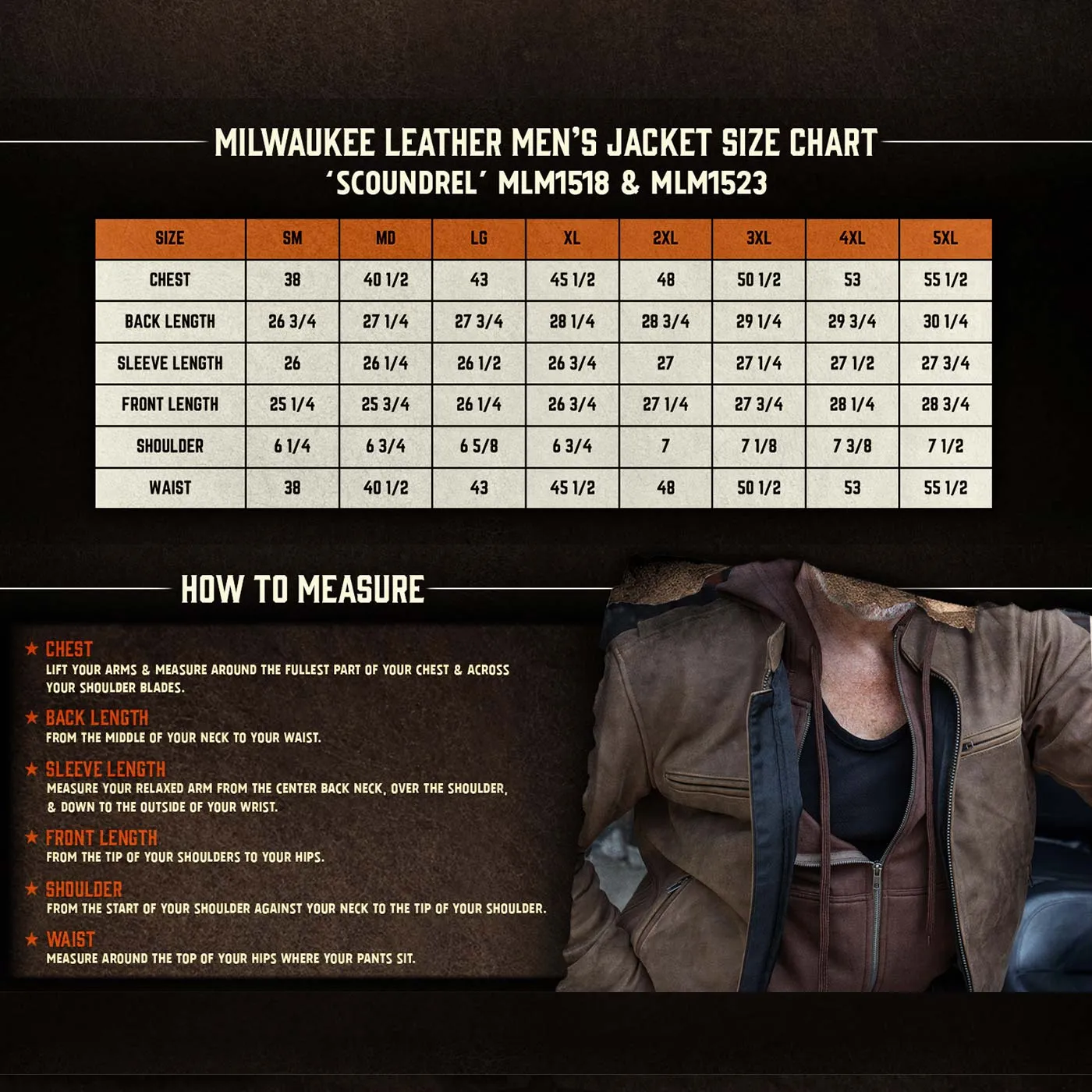 Milwaukee Leather MLM1518 Men's 'Scoundrel' Vintage Crazy Horse Brown Leather Jacket w/ Removable Hoodie