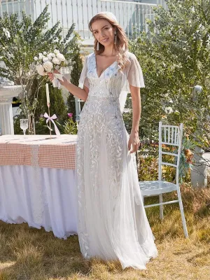 Modern Floor Length Wholesale Sequined Tulle Wedding Dress EP00734-EH
