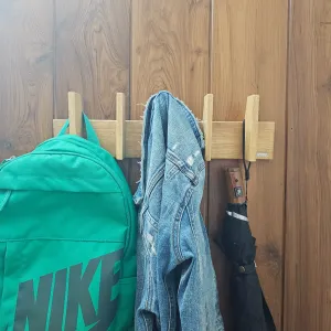 Multi Purpose Cloth Hanger - Compact Size - Wooden Hanger Perfect for Bathroom and Room Doors - Lightweight, Rubberwood