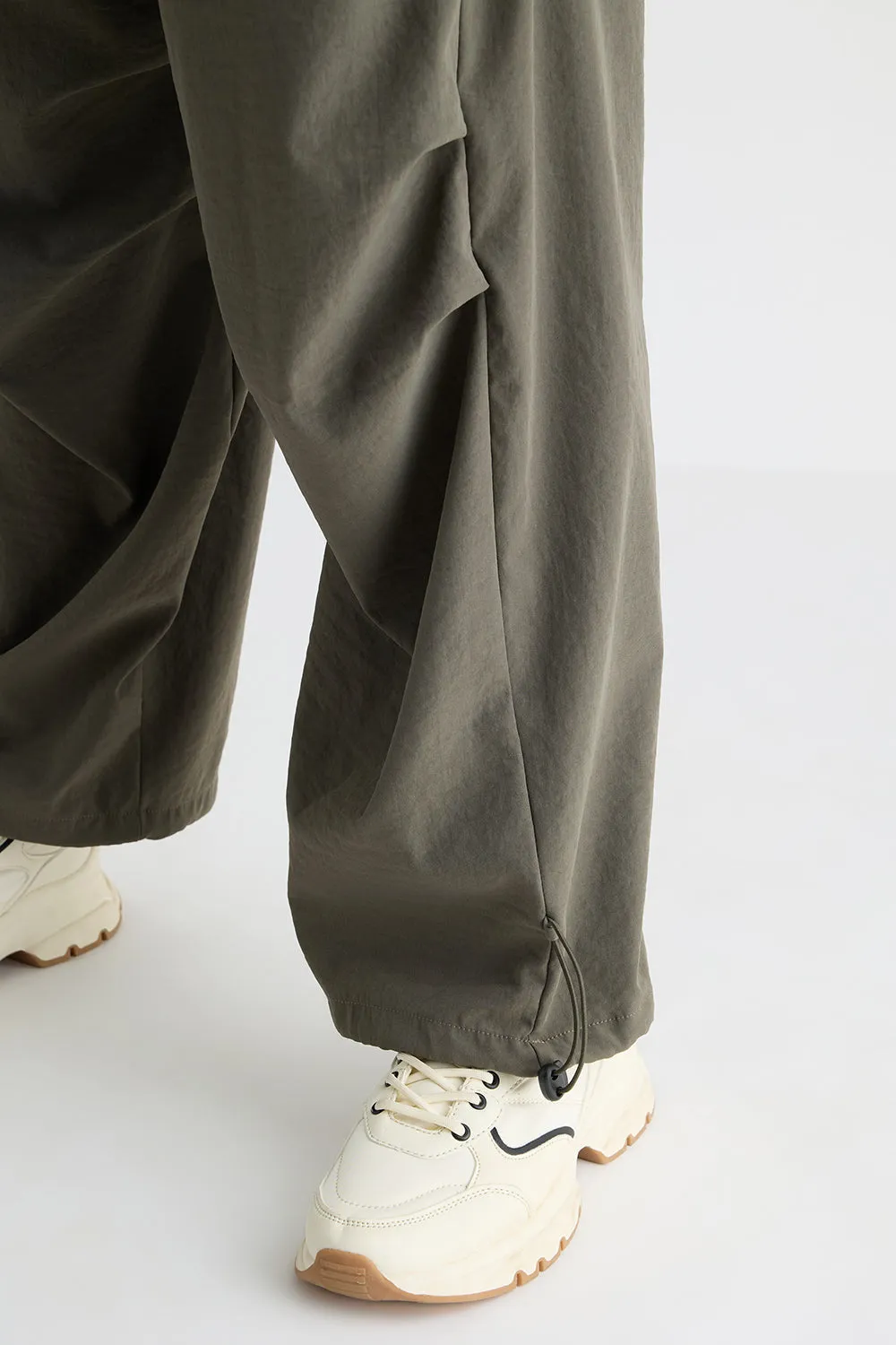 Olive Parachute Cargo Pants