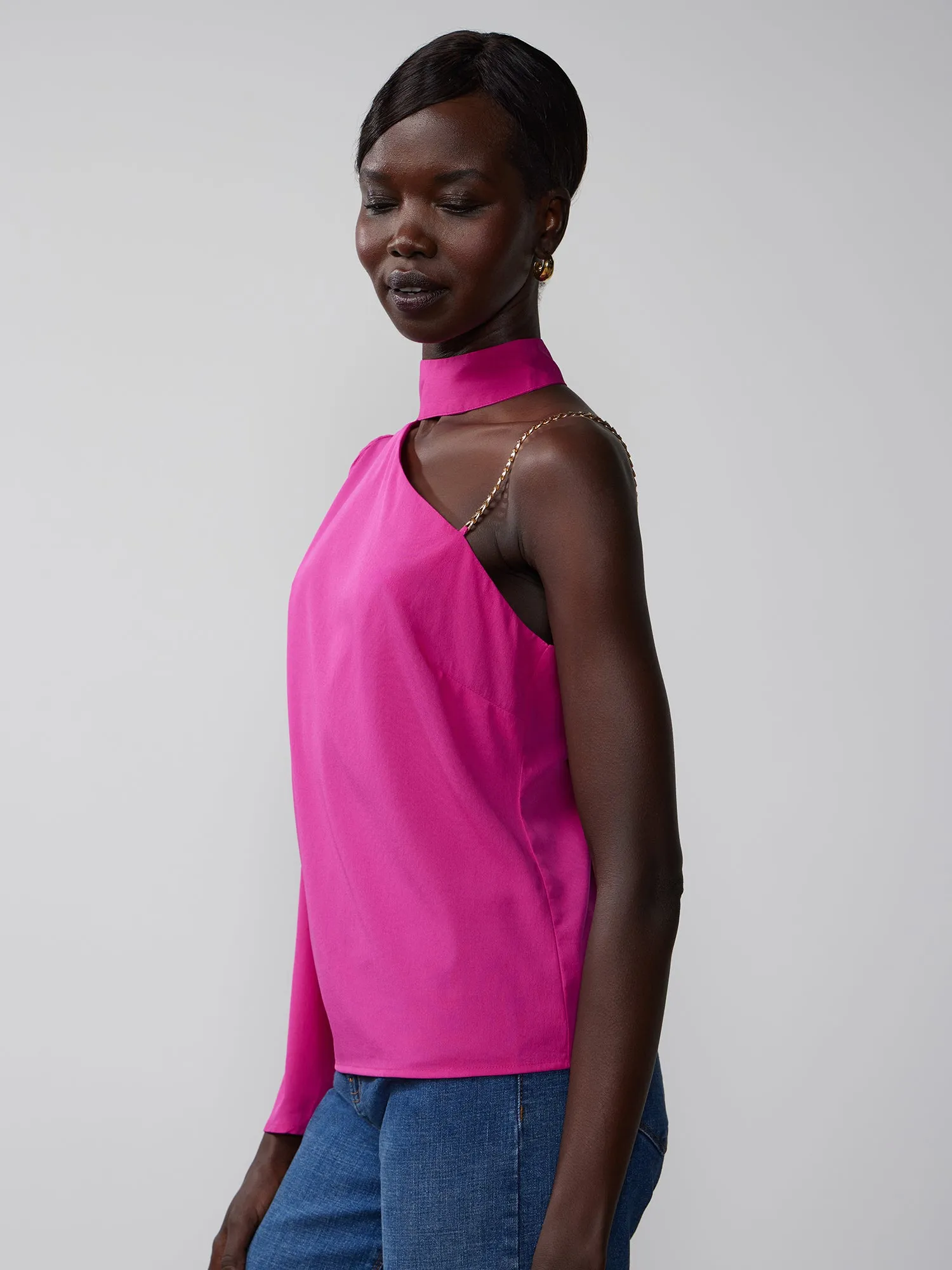 One Shoulder Chain Strap Top