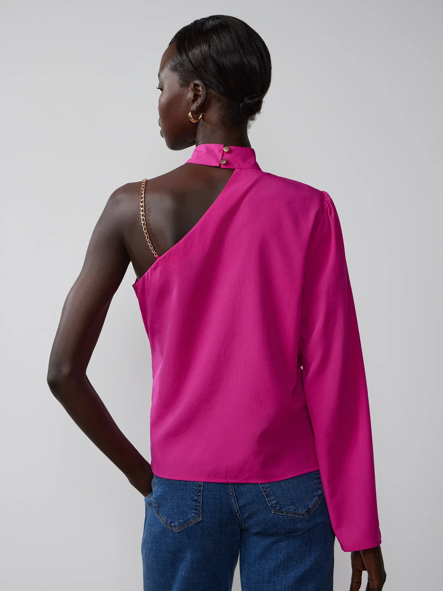One Shoulder Chain Strap Top