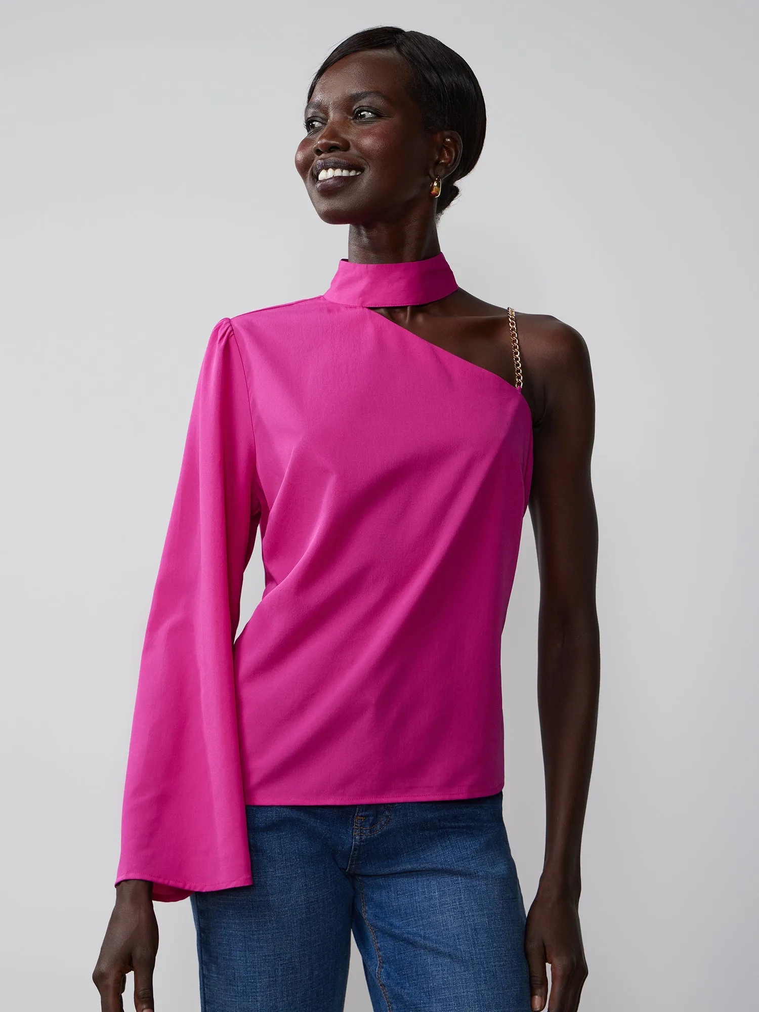 One Shoulder Chain Strap Top