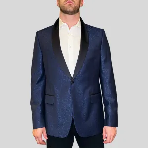 Paisley Tuxedo Jacket Shawl Collar - Navy