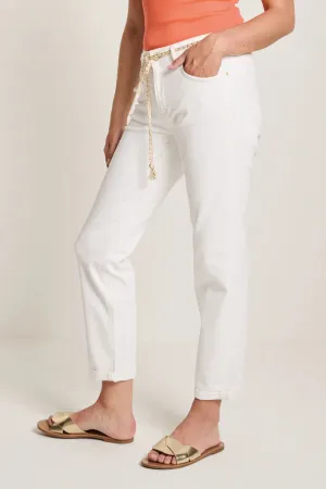 Para Mi Bobby Cropped High Waist Drawstring Jeans