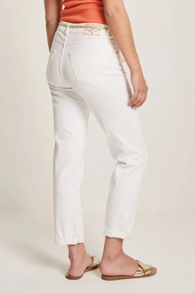 Para Mi Bobby Cropped High Waist Drawstring Jeans