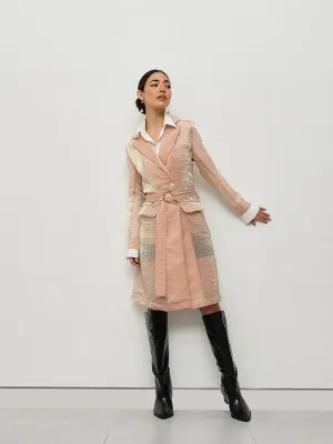 Peach Metallic Belted Blazer