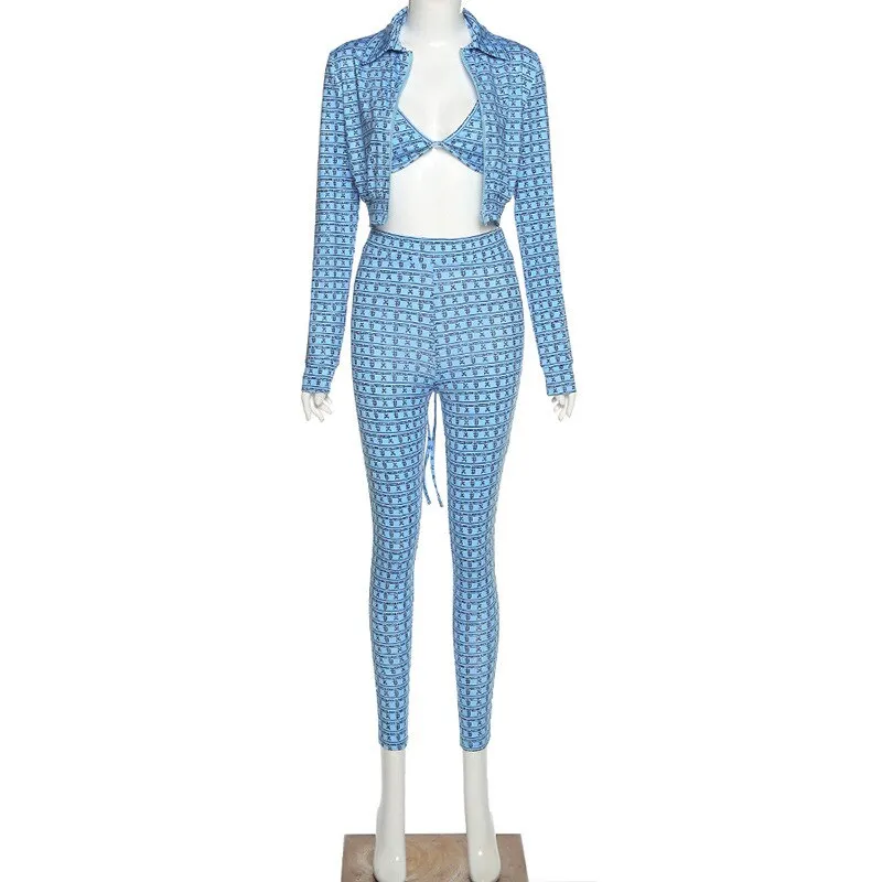 Plaid Print Cardigan Jackets 3 Piece