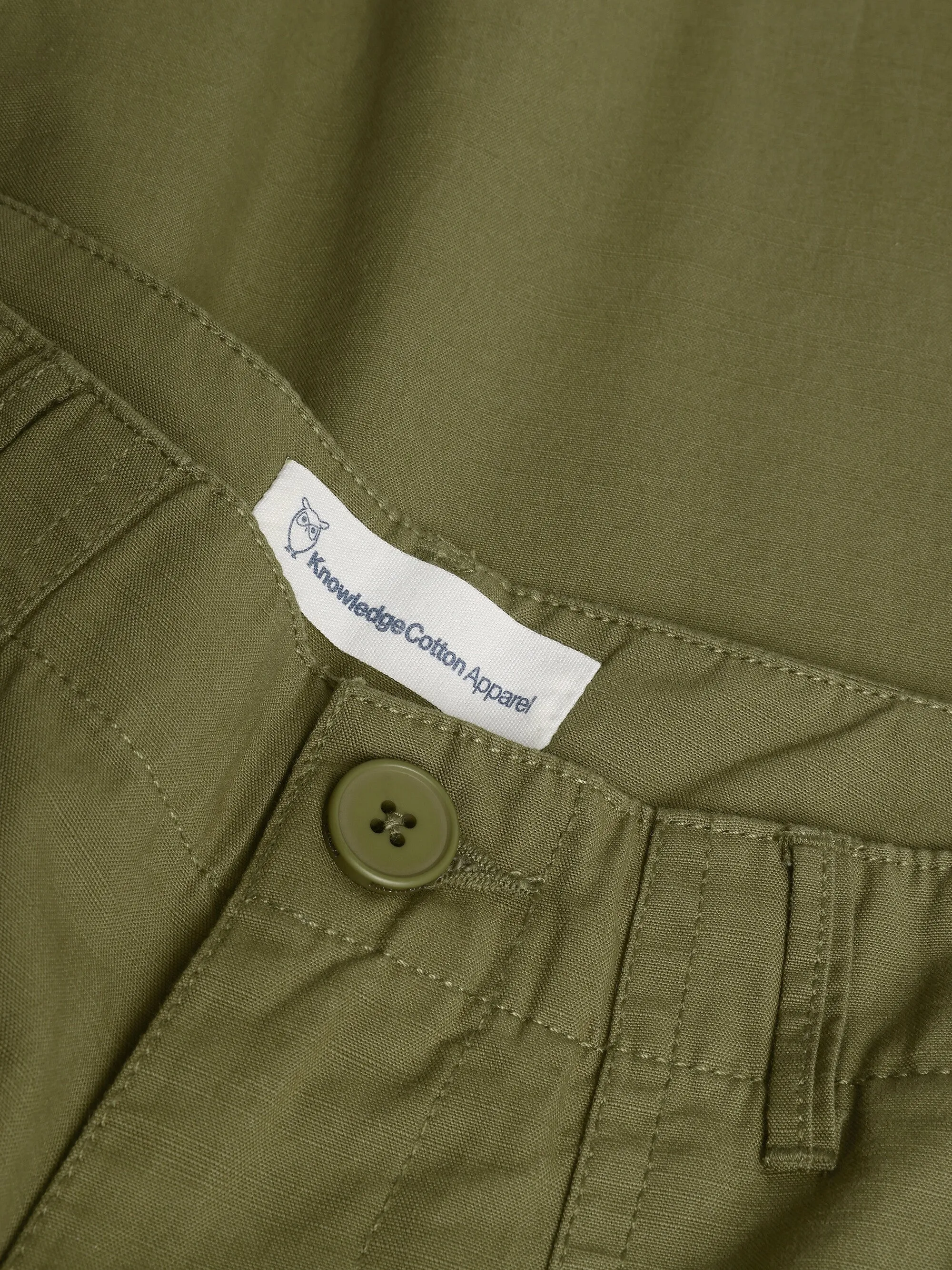POSEY mid-rise wide slub yarn cropped pants GOTS/Vegan - Burned Olive