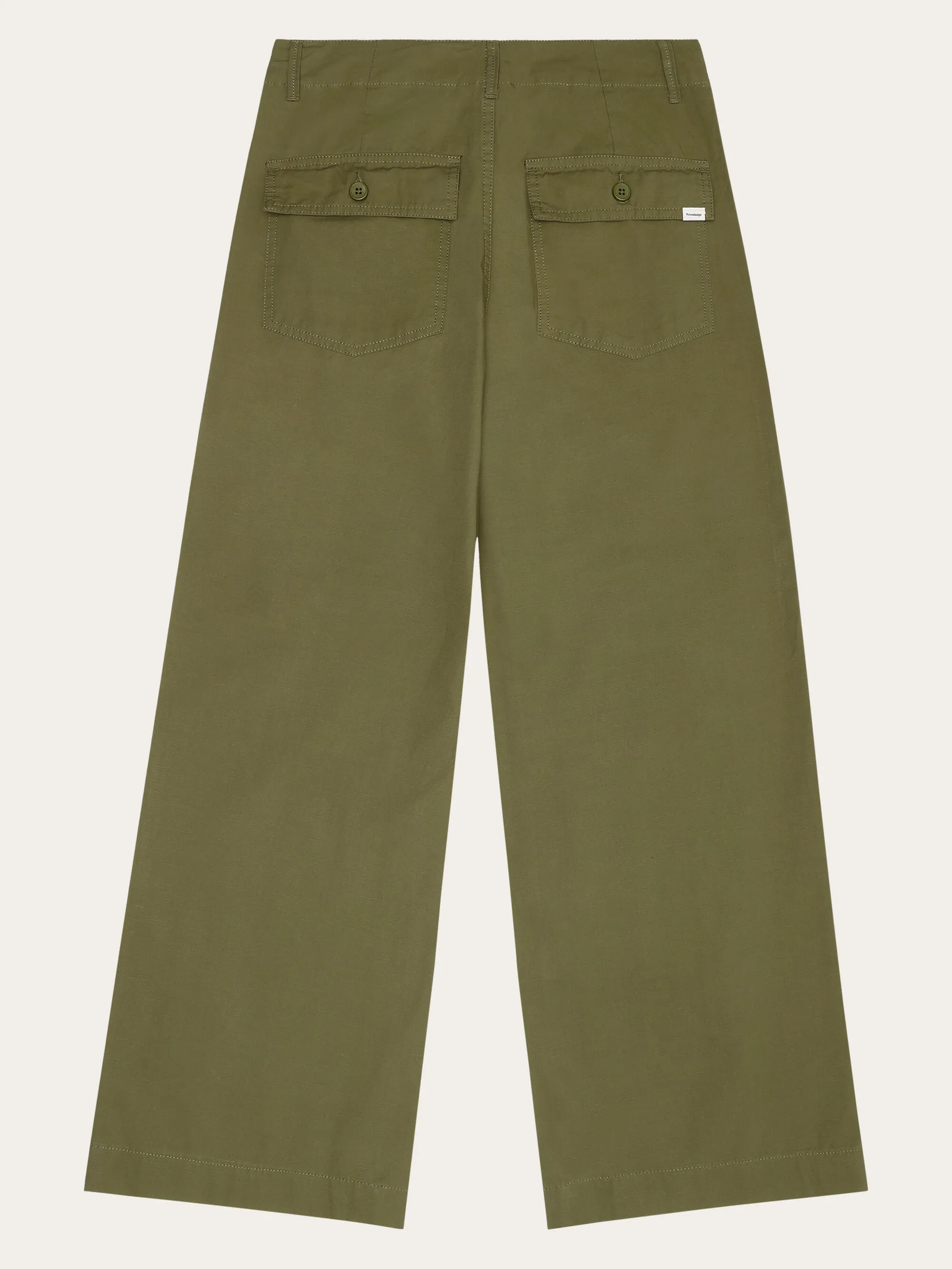 POSEY mid-rise wide slub yarn cropped pants GOTS/Vegan - Burned Olive