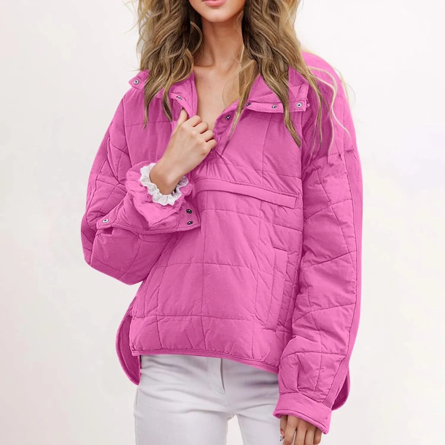 Quilted Puffer Jackets for Women Winter Coats Lightweight Warm Down Jacket Oversized Overcoats with Pockets