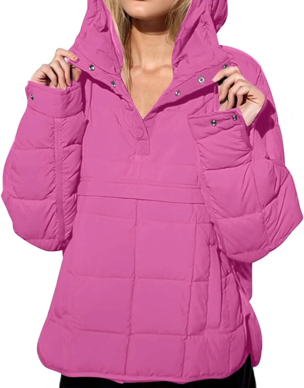 Quilted Puffer Jackets for Women Winter Coats Lightweight Warm Down Jacket Oversized Overcoats with Pockets