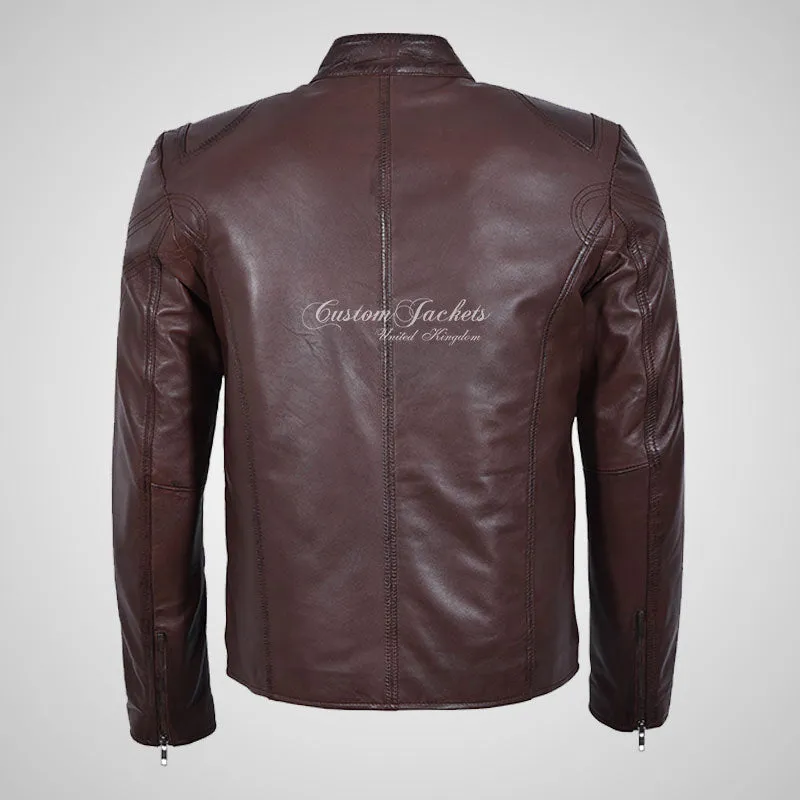 RAGE Mens Leather Fashion Biker Jacket Soft Leather