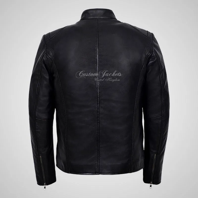 RAGE Mens Leather Fashion Biker Jacket Soft Leather