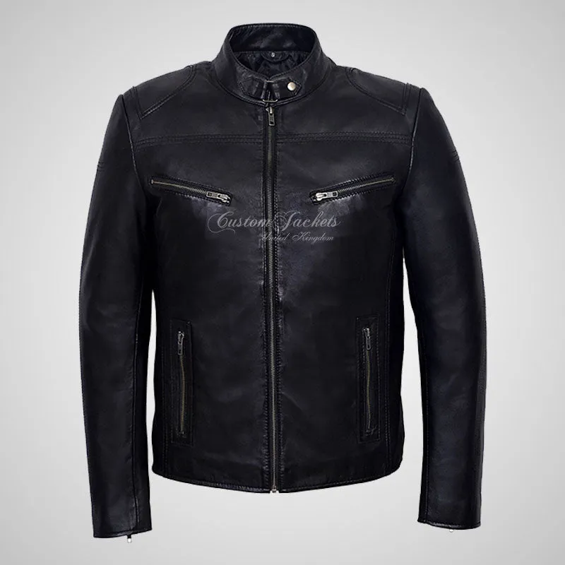 RAGE Mens Leather Fashion Biker Jacket Soft Leather