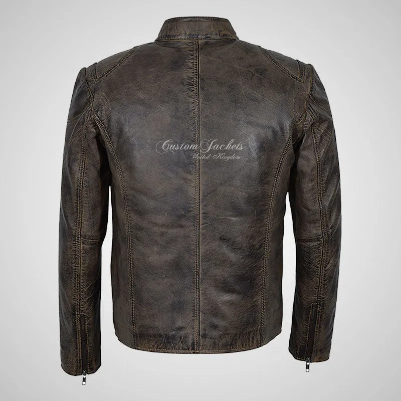 RAGE Mens Leather Fashion Biker Jacket Soft Leather