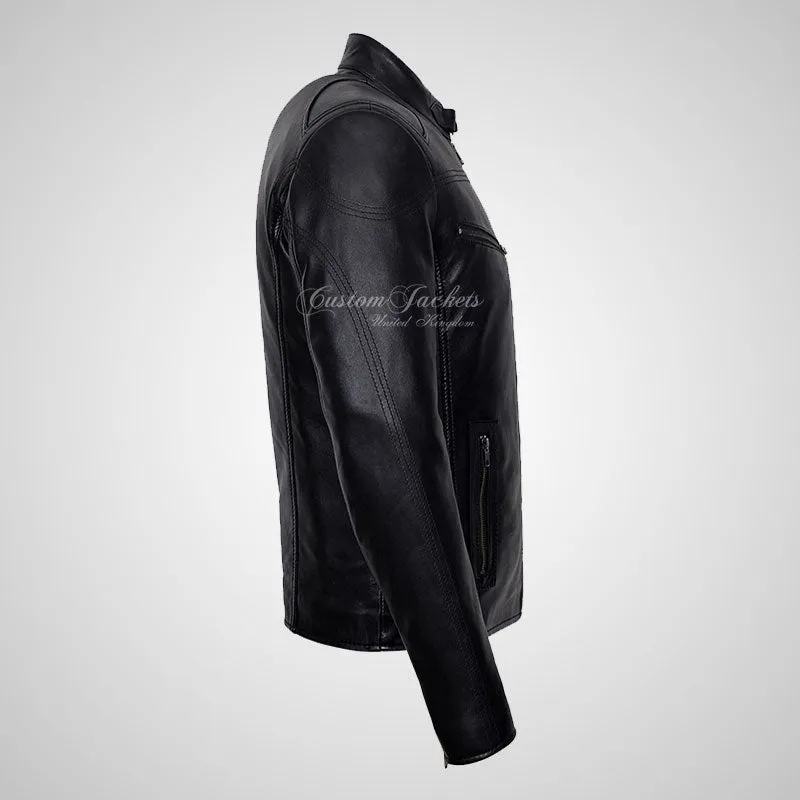 RAGE Mens Leather Fashion Biker Jacket Soft Leather