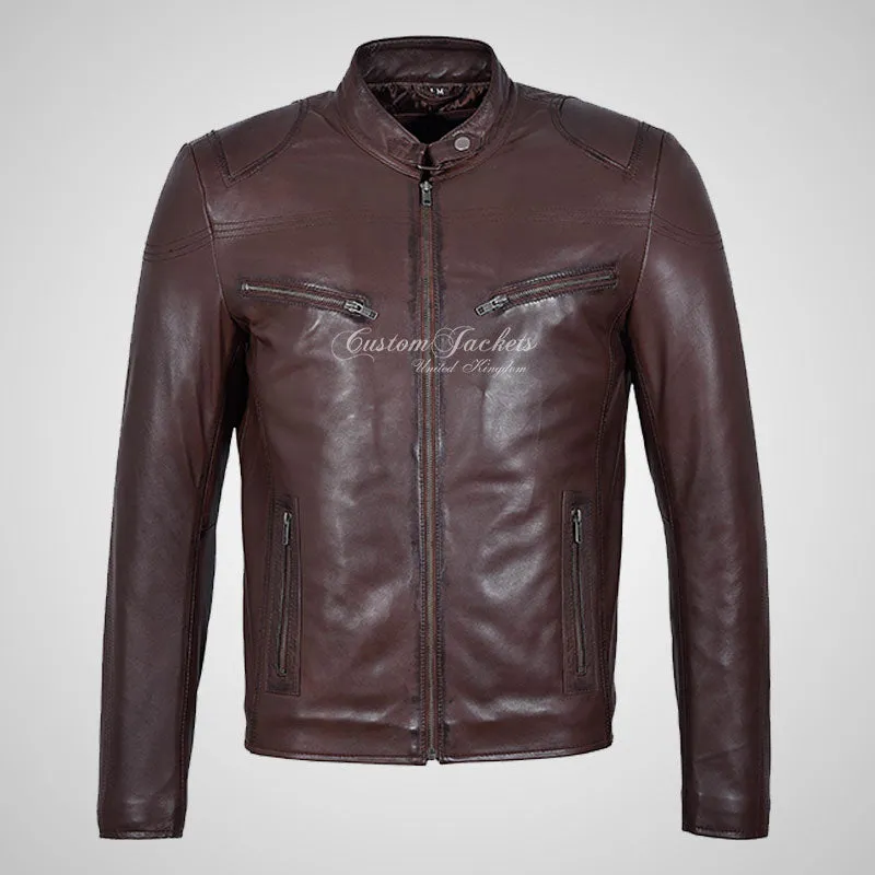 RAGE Mens Leather Fashion Biker Jacket Soft Leather