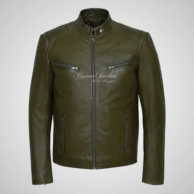 RAGE Mens Leather Fashion Biker Jacket Soft Leather
