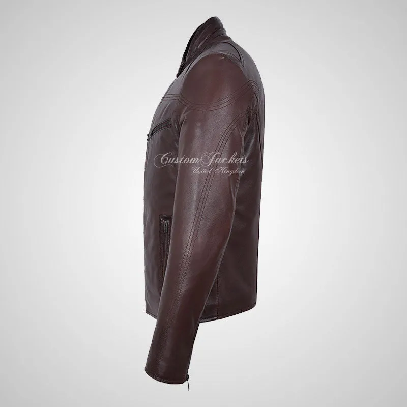 RAGE Mens Leather Fashion Biker Jacket Soft Leather