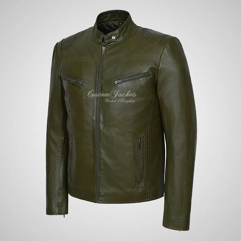 RAGE Mens Leather Fashion Biker Jacket Soft Leather